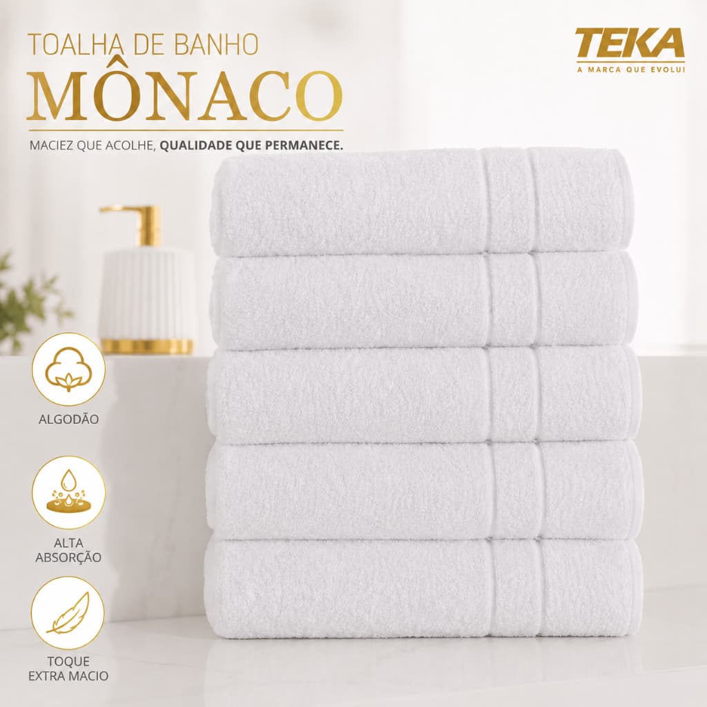 Kit 3 Toalhas Banho Hotelaria Mônaco Profissional Teka