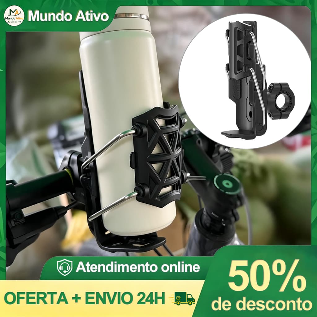 Suporte Universal Ajustável Para Garrafa de Água Ideal Para Bicicletas e Motocicletas Compatível com MTB e Quadriciclo