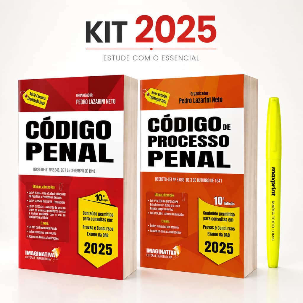Código Penal + Processo Penal 2025 | Kit de estudos + marca texto