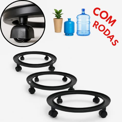 Suporte De Botijão Gás com Rodas Cozinhas Quintal Vaso Plantas Galão de Água Plástico Rodinhas