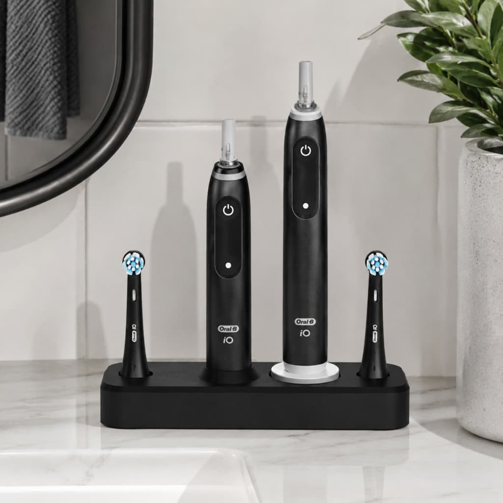 Suporte Duplo Oral-B iO Station Duo 1 Carregador Organizador Preto Branco