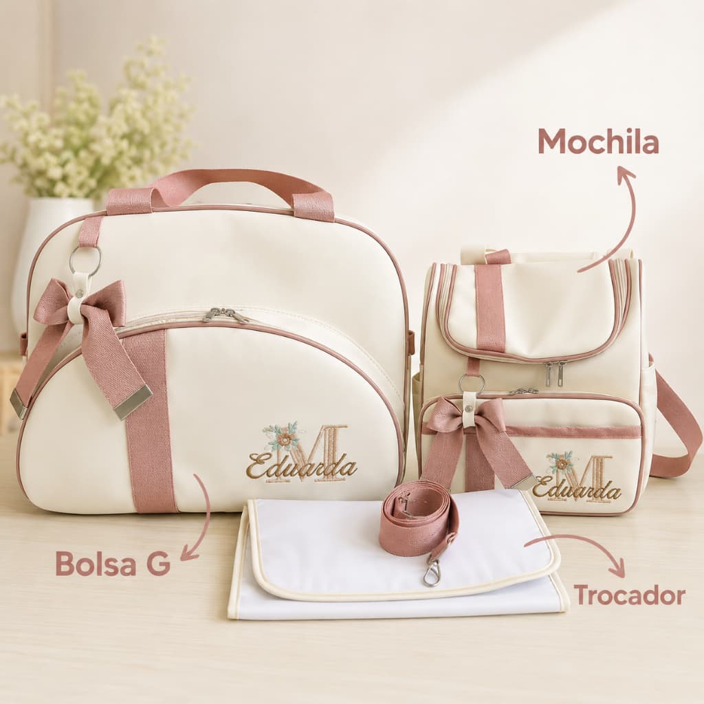 Kit Bolsa Maternidade - 2 Peças Personalizadas com bolso frontal - Juju_Kids