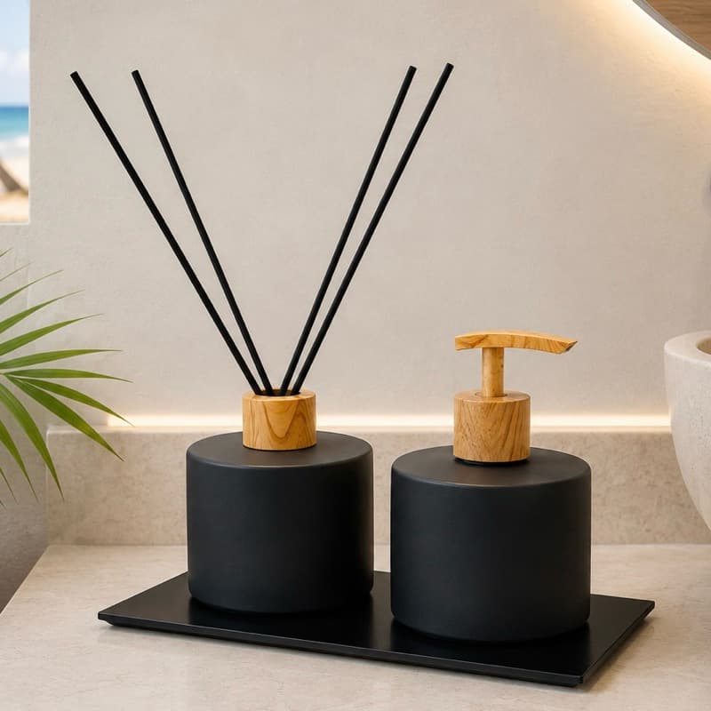 Kit Lavabo Banheiro Preto Fosco Elegante Luxo