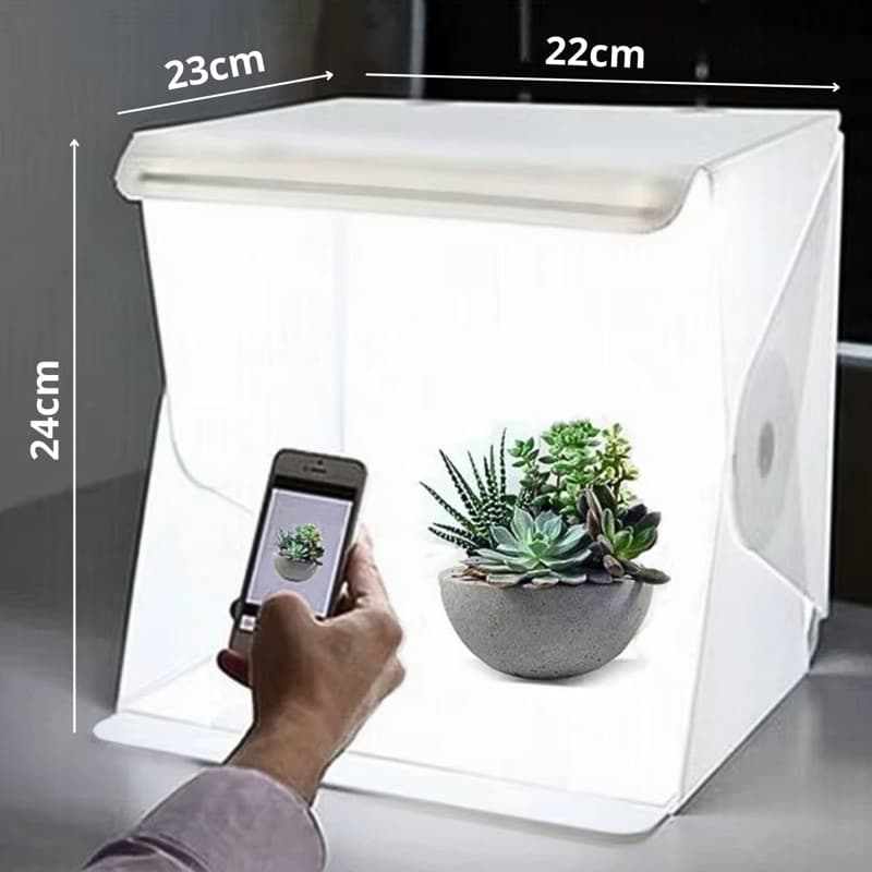 Mini Estúdio Fotográfico Portátil - Caixa de Luz com LED USB, Design Dobrável e Fácil Montagem