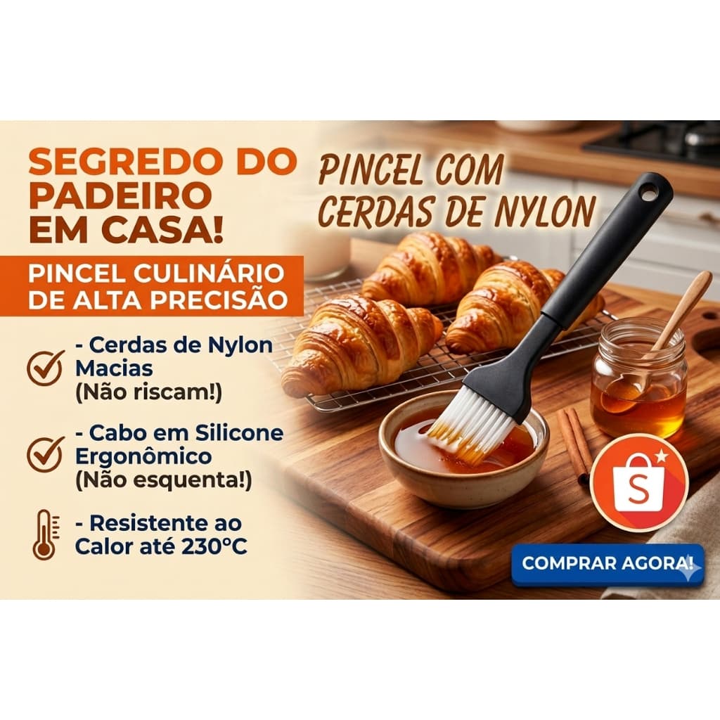 Pincel Culinário De Silicone E Nylon Cozinha Bolo Pão Salgado