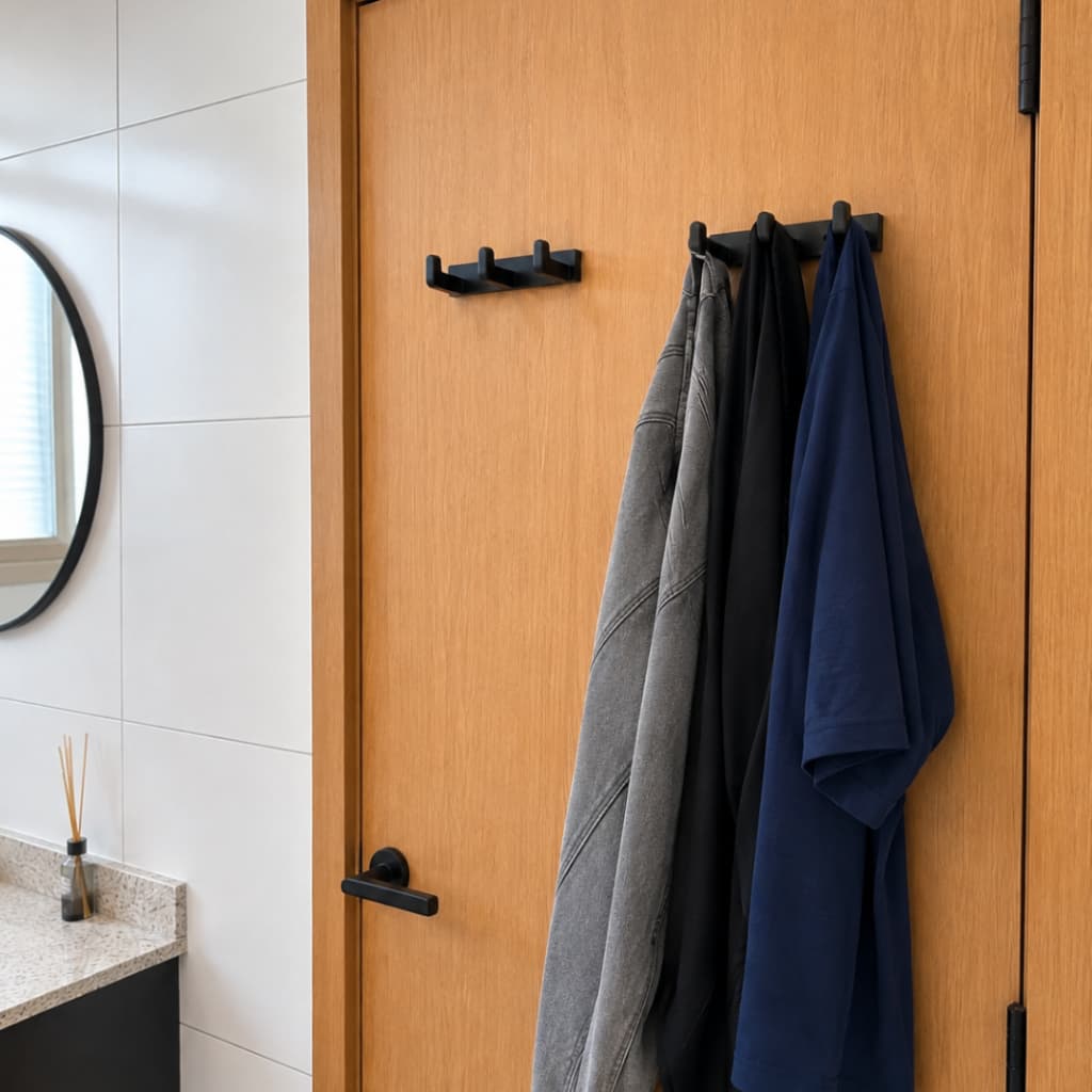 Gancho Triplo Suporte Muito Resistente - Com Fita Dupla Face Extra Forte Suporte Roupas e Acessórios Variados (Premium)