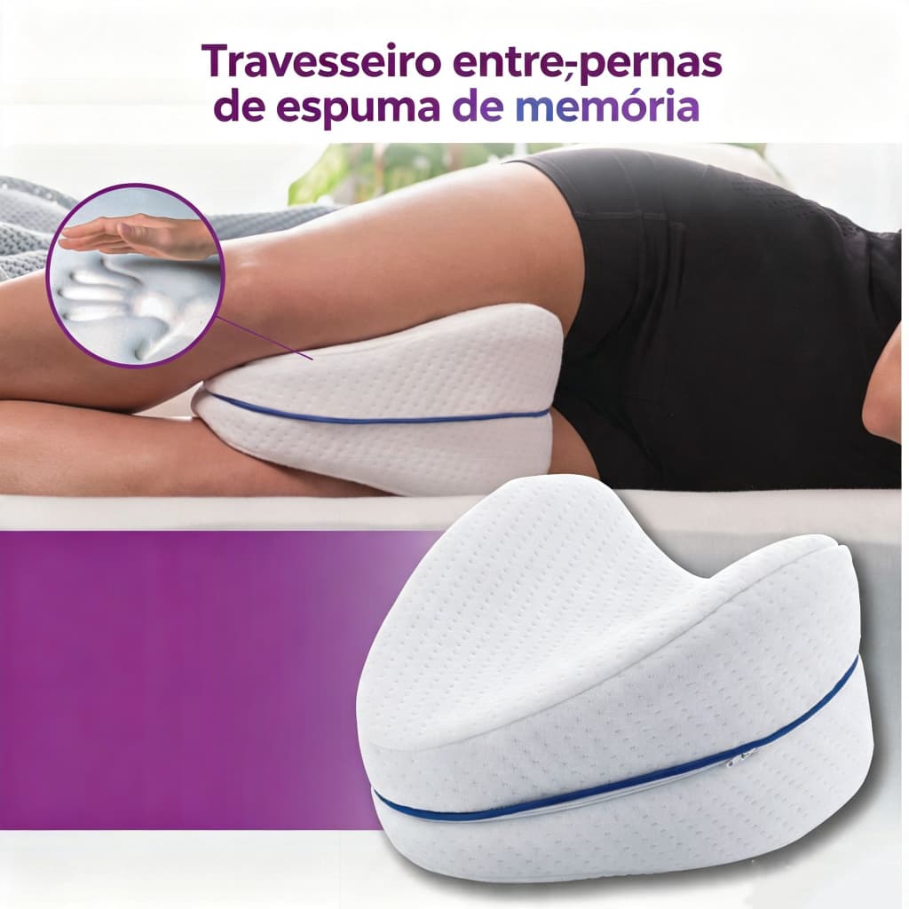Travesseiro Ortopédico Entre Pernas, Espuma Ergonômica para Gestantes, Ajuste de Postura para Joelhos e Pés ao Dormir