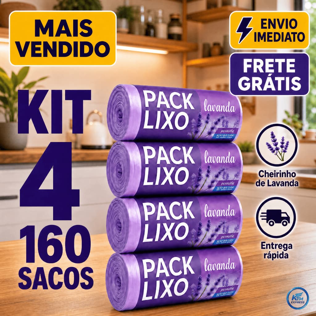 Kit 4 Rolos de Sacos de Lixo 10L – 160 Unidades | Neutraliza Odores | Ideal para Pia e Banheiro