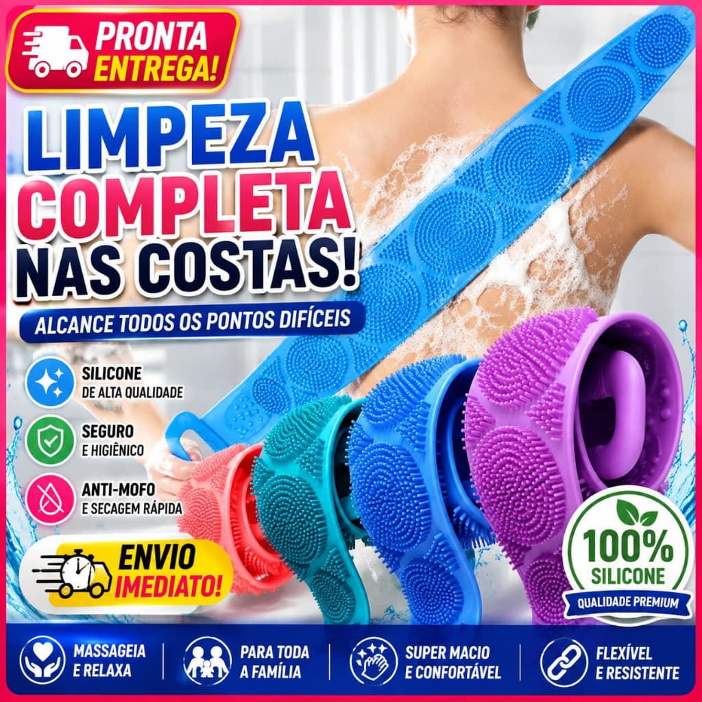 Escova De Banho De Silicone Para Costas Esfoliante E Massageadora Dupla Face Envio Imediato
