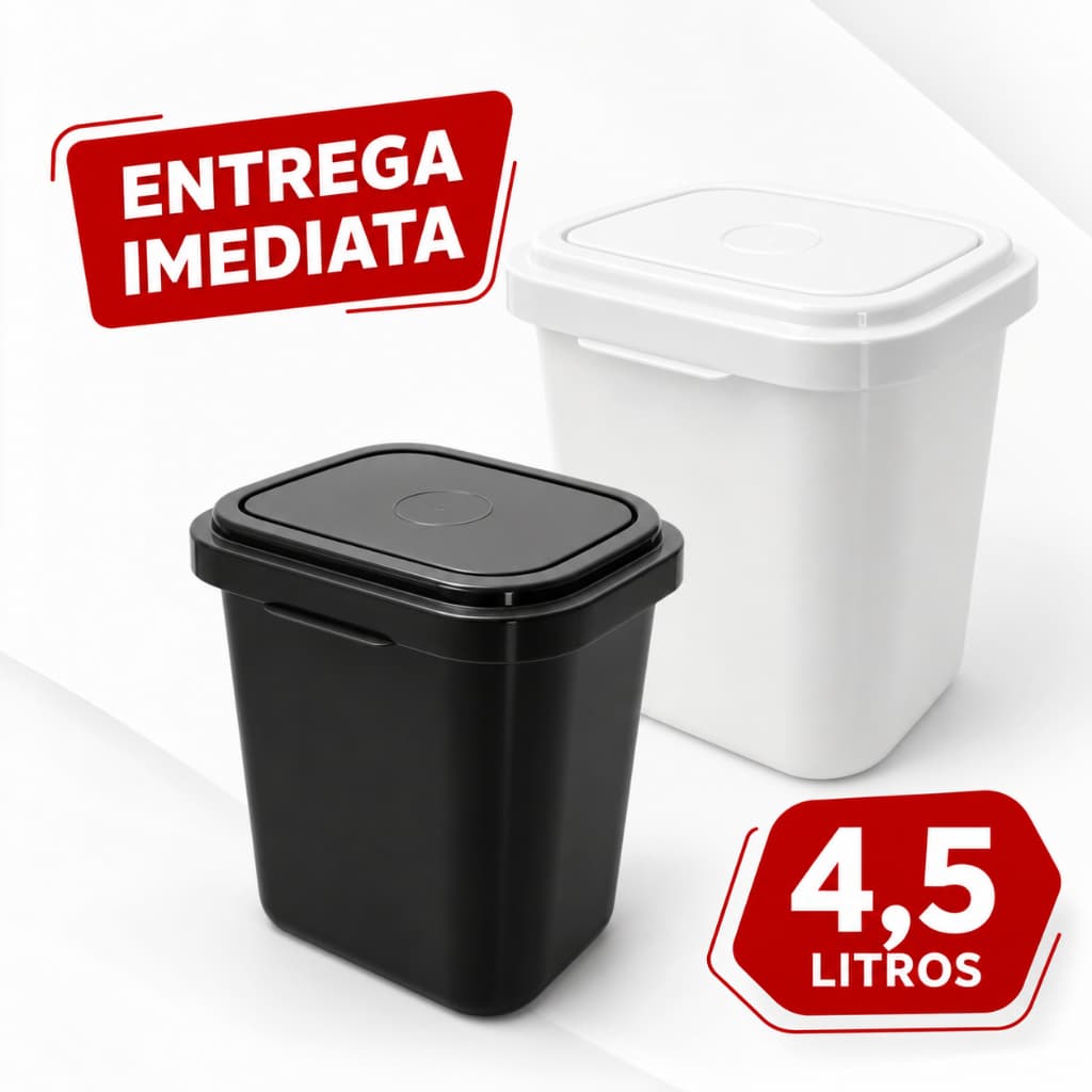 Lixeira 4,5 Litros Premium Branca Para Cozinha Escritórios