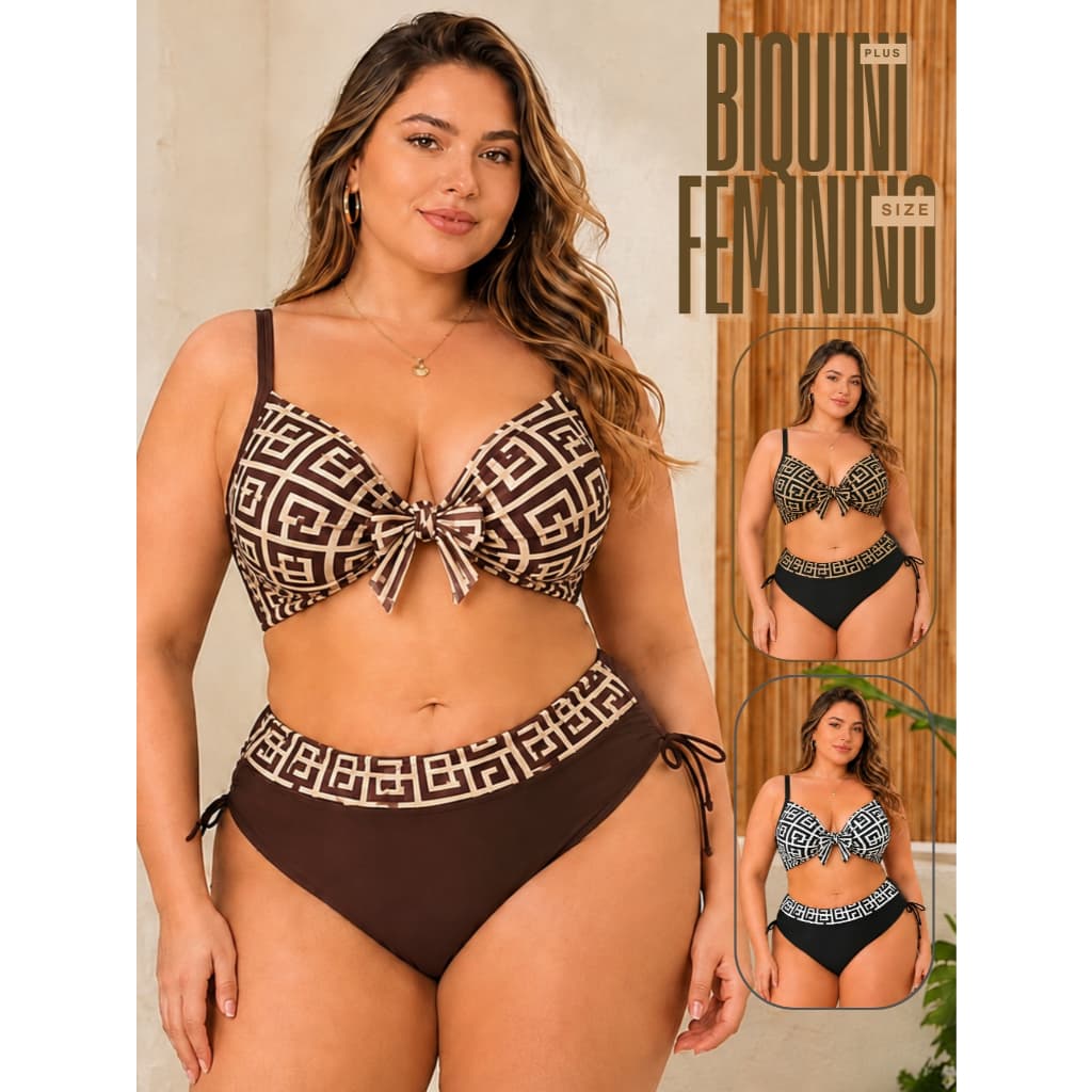 Biquíni Plus Size Com Bojo Feminino Tanga Alças Reforçadas Sustentação Praia Piscina Moda Verão