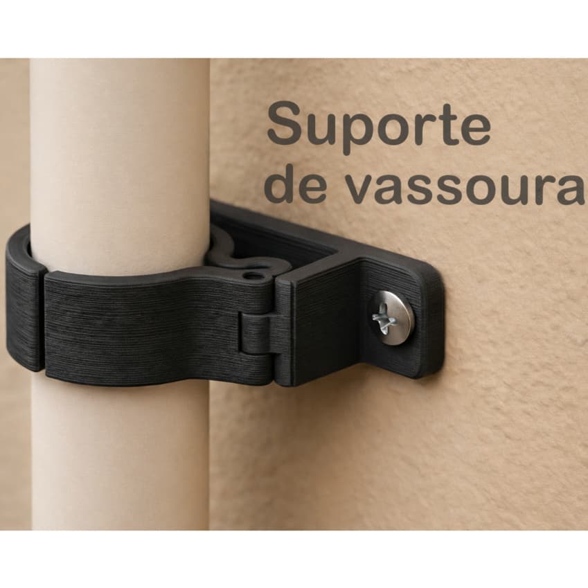 Suporte de Vassoura Parede Reforçado – Organizador Multiuso para Rodo e Pá – Acompanha Fita Dupla Face