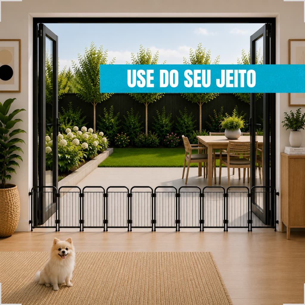 Kit 10 Módulos de Grade Pet para Cercado Portão Divisório Cachorro Gato Proteção de Ambientes