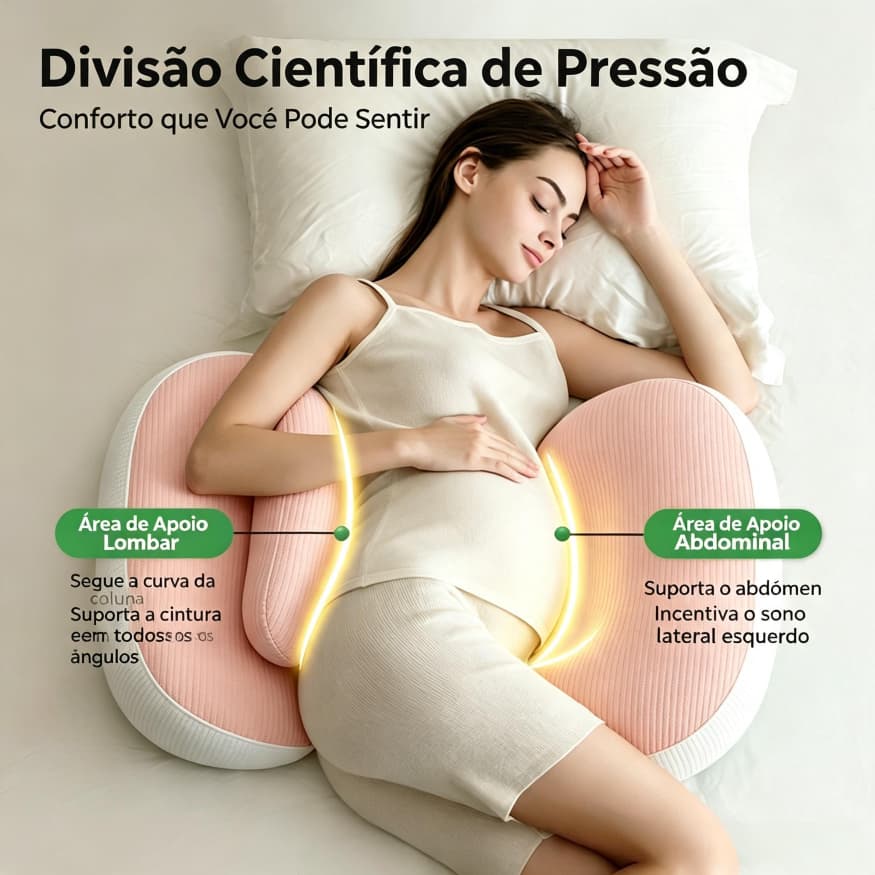 Almofada Gestante Ajustável com Faixa Traseira, Suporte Lombar