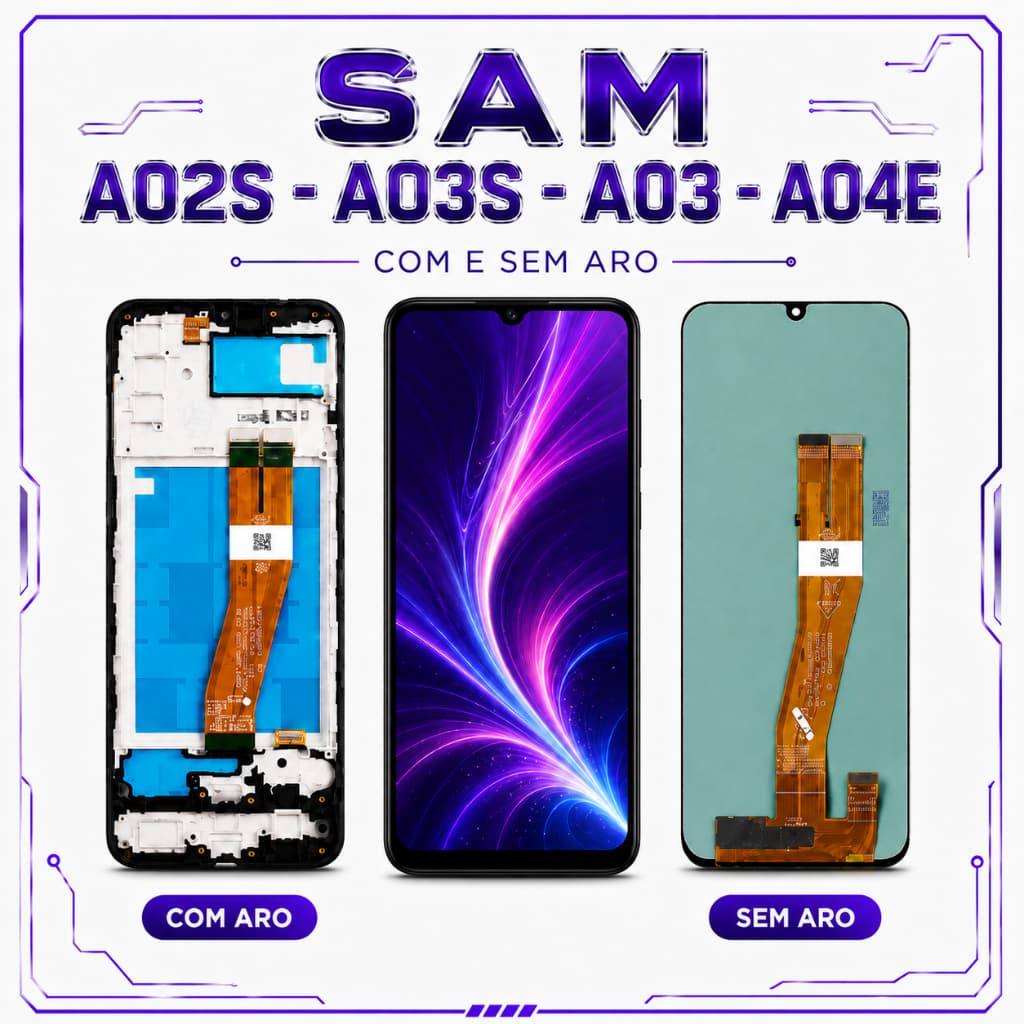 Display LCD para Samsung Galaxy A02S A03S A03 A04E – Brilho Intenso, Resposta Rápida e Encaixe Perfeito