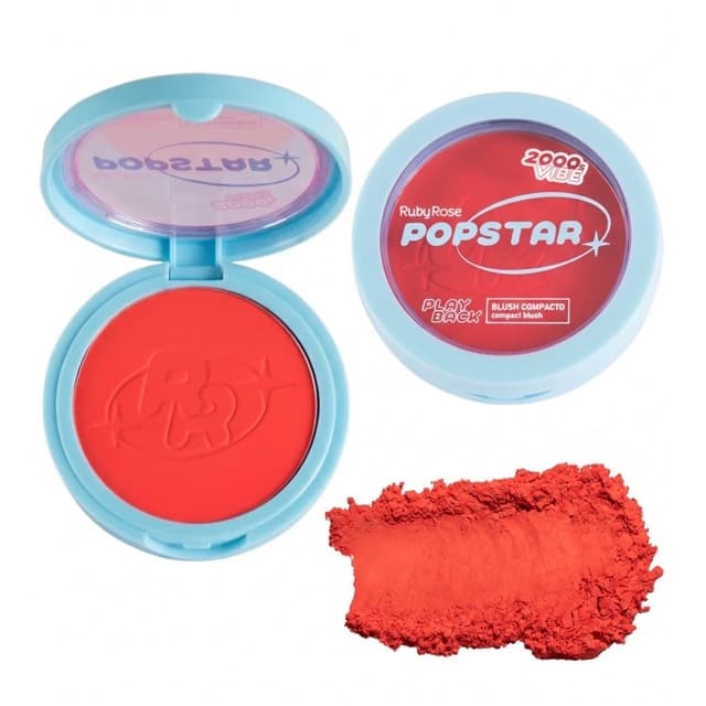 Blush Ruby Rose Playback Popstar HBM08-6 | Blush Compacto Maquiagem Facial | Blush Pigmentado