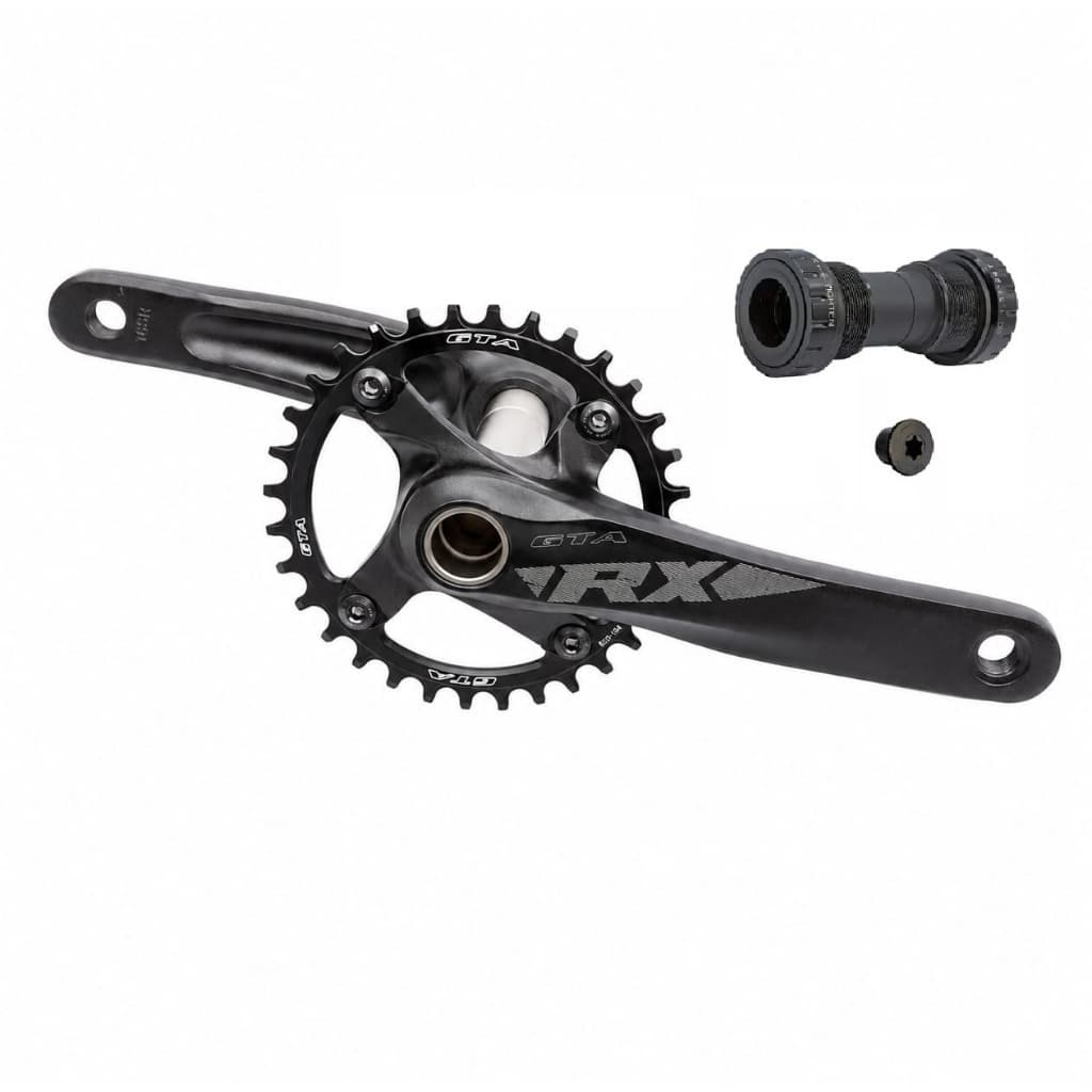 Pedivela Coroa Única Single preta Integrado Hollowtech 32, 34, 36 ou 38 Dentes Bicicleta Mtb 175mm