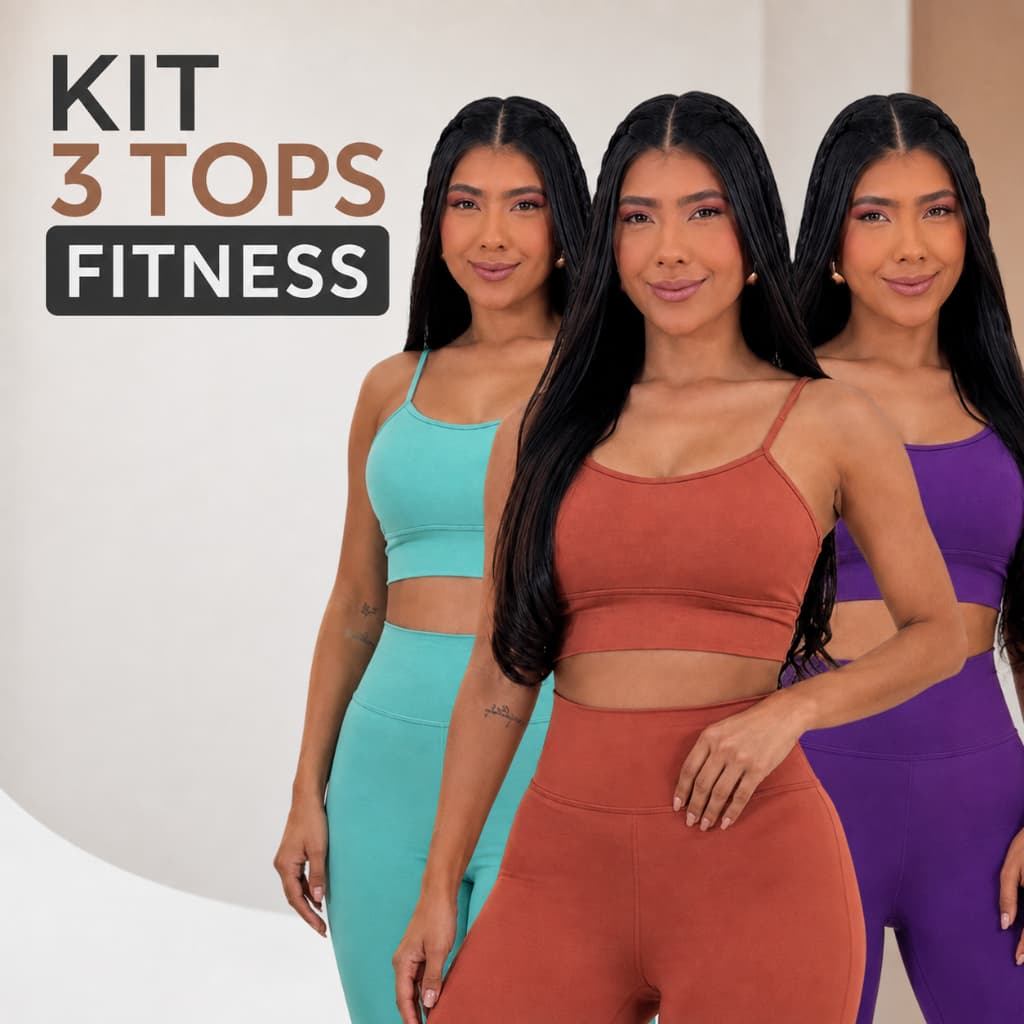 Kit 3 Top Feminino De Alça Fixa Para Esportes Fitness Suplex Reforçado