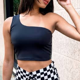 Cropped feminino top mula manca blusa de um ombro só feminina sem bojo alça larga - Envio em 24h
