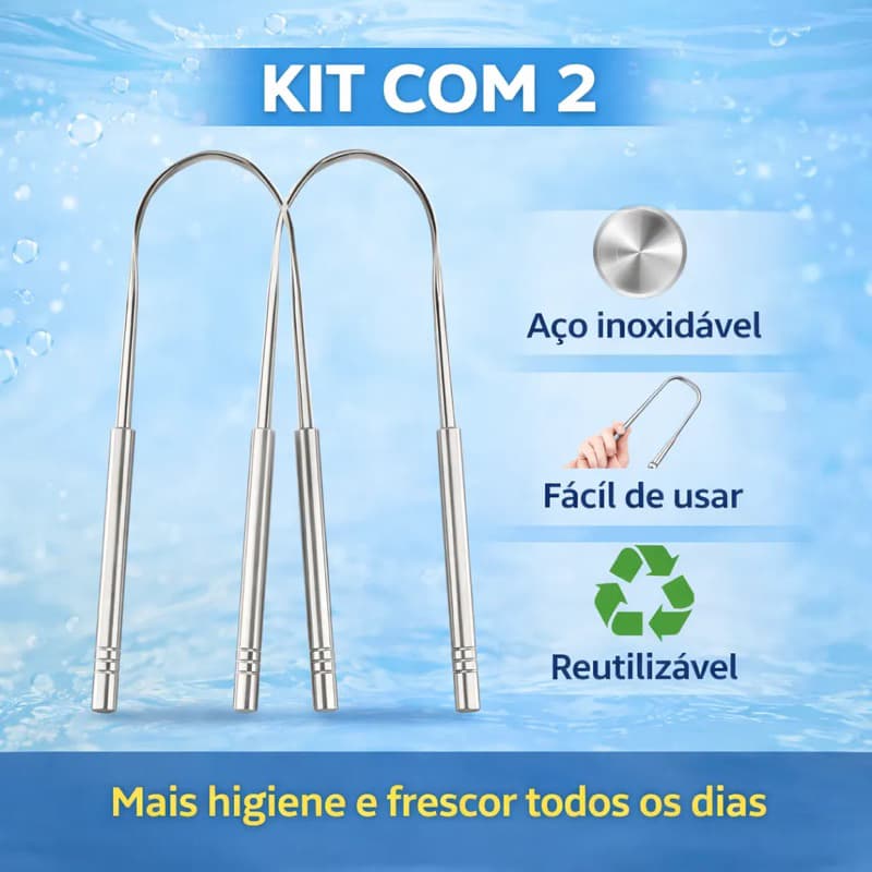 Kit 2 Peças Raspador De Língua Peças Aço Inox Raspagem Lingual Inox rápido facil