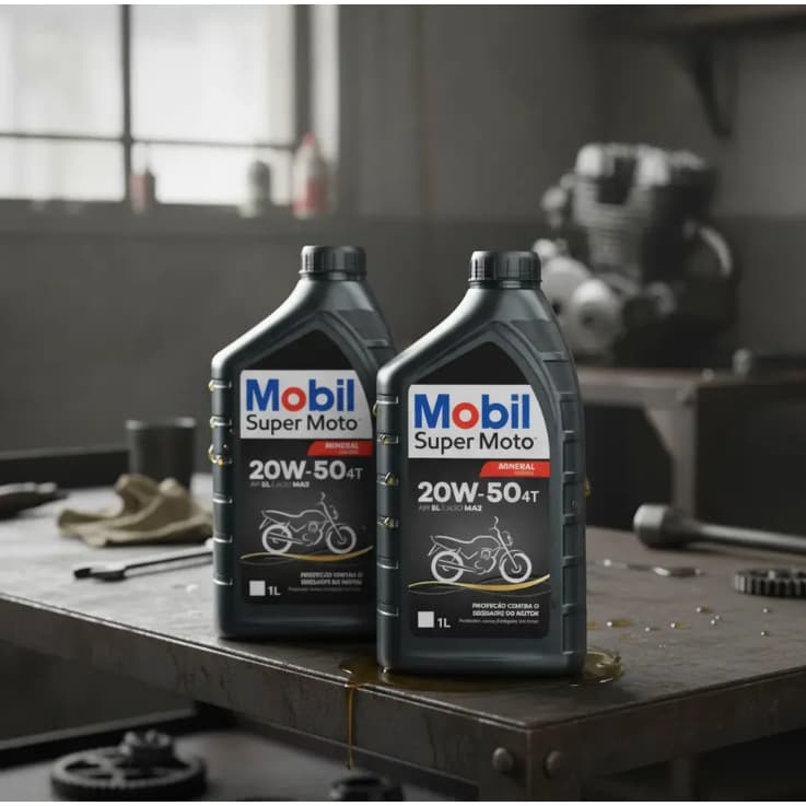 Óleo Mobil Super Moto 4T 20W50 Mineral Kit 2 Litros Para Moto