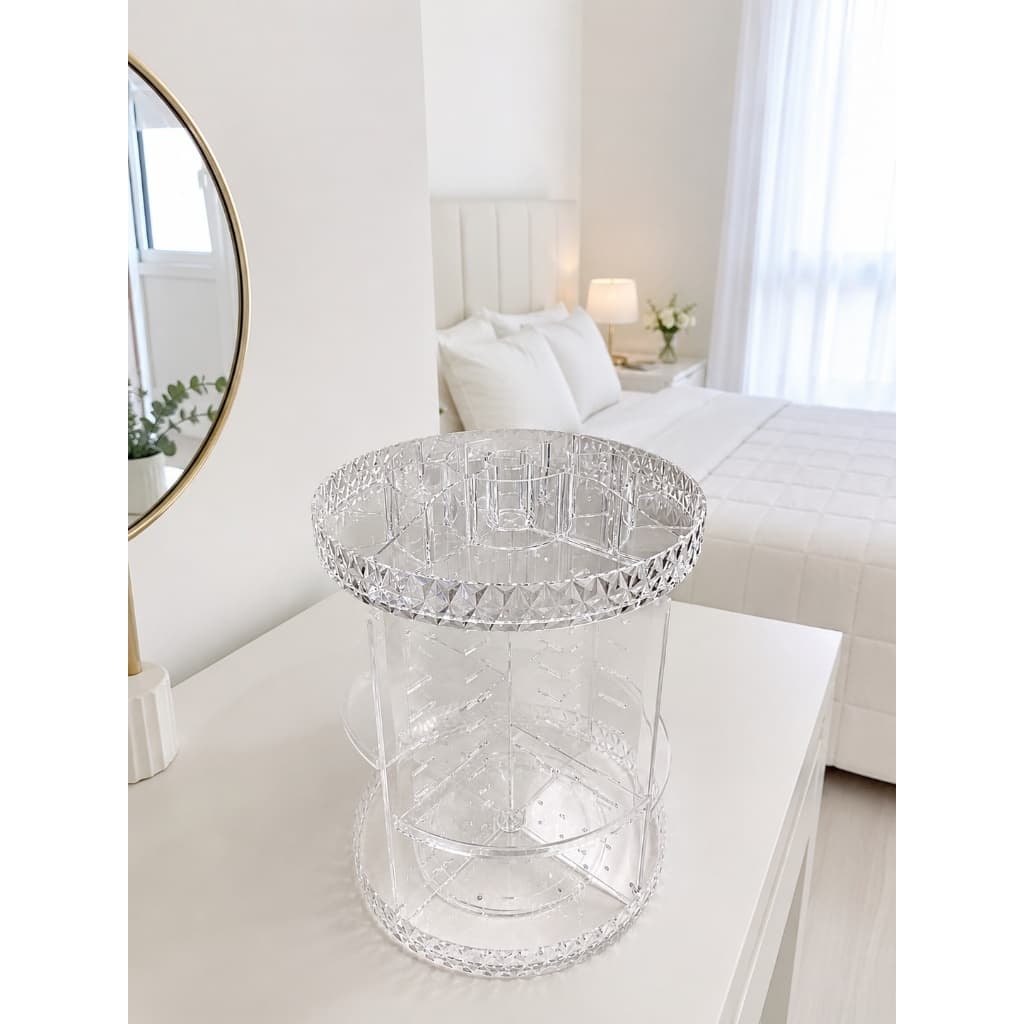 Organizador Diamante Acrílico Giratório para Maquiagem Cosméticos + Brinde