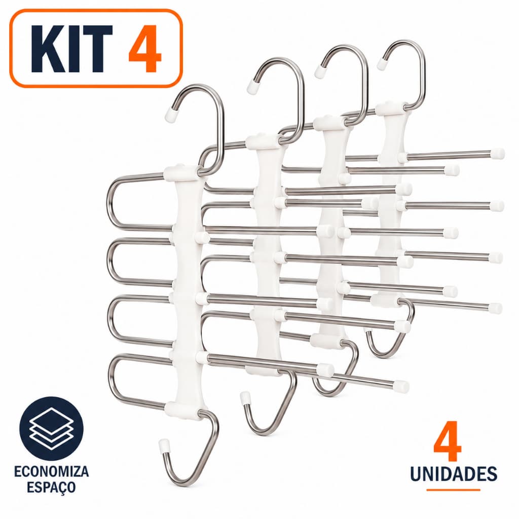 Ambito Dlux Cabides Para Calças Organizador Multifuncional 5 Divisórias Economiza Espaço E Durável