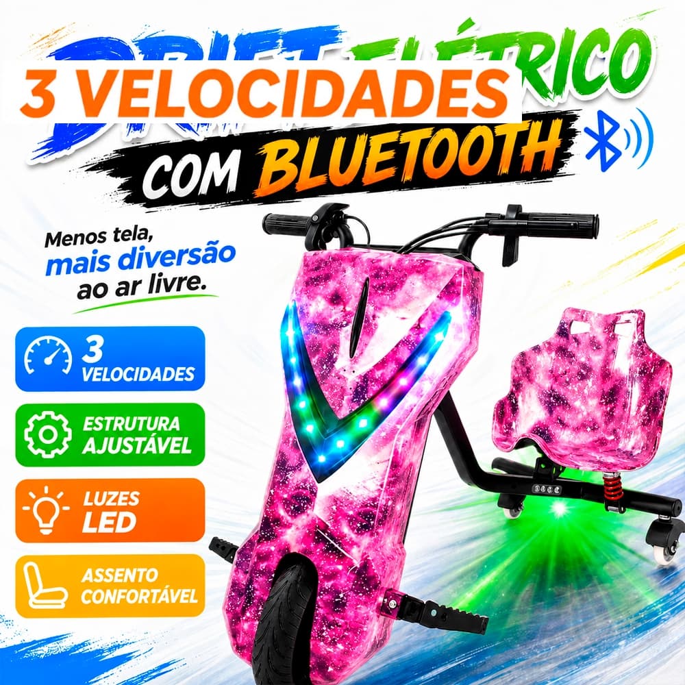 Triciclo Elétrico Drift Infantil e Adulto 250W 350W com Kit de Proteção