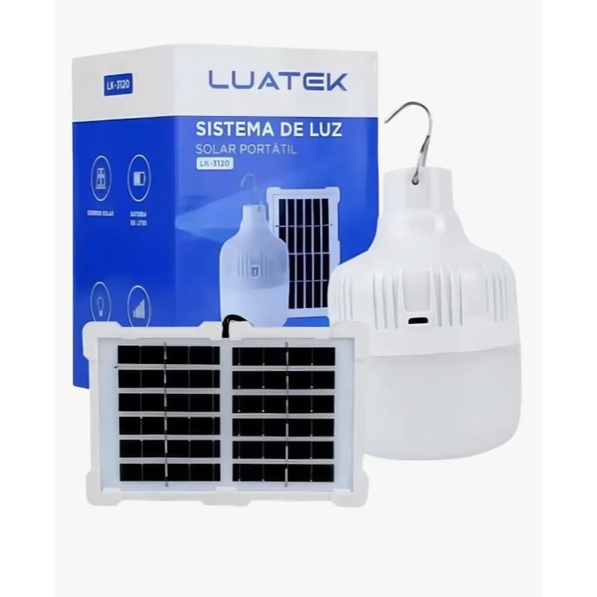 Luz Energia Solar Luatek Lâmpada Recarregável Emergência 10 LEDs