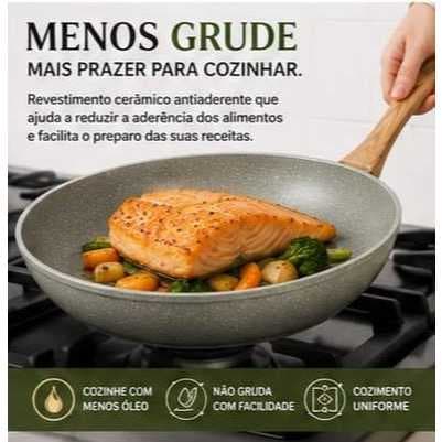 Jogo de Panelas 4 Peças Cerâmica Antiaderente Indução Gás Elétrico + 3 Utensílios BellaCucina
