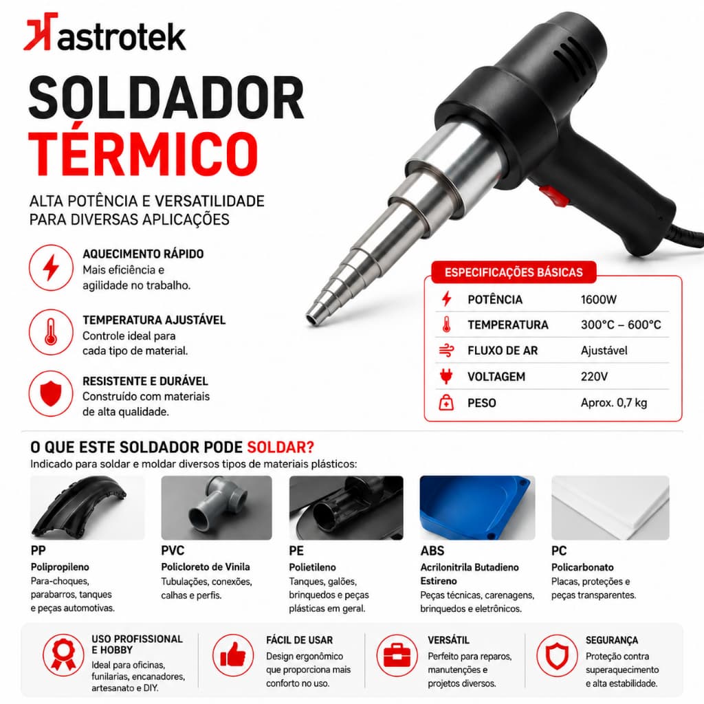 Soldador  De Plástico e Para-choque  de veículos  RH 800 Ferramentas 800w 220v Profissional