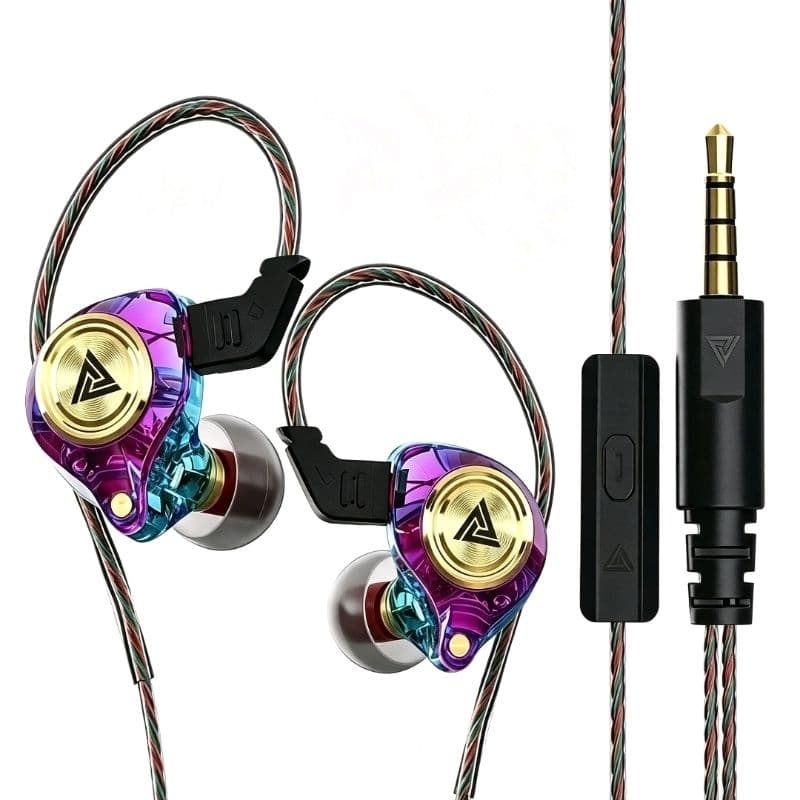 Fone QKZ AK6 In Ear Monitor de Palco Hi-Res Driver 10mm com Microfone P2 3,5mm Branco + case .