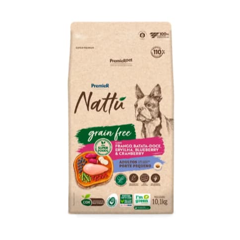 Ração Premier Nattu Grain Free Cães Adultos Porte Pequeno Frango 10,1 kg