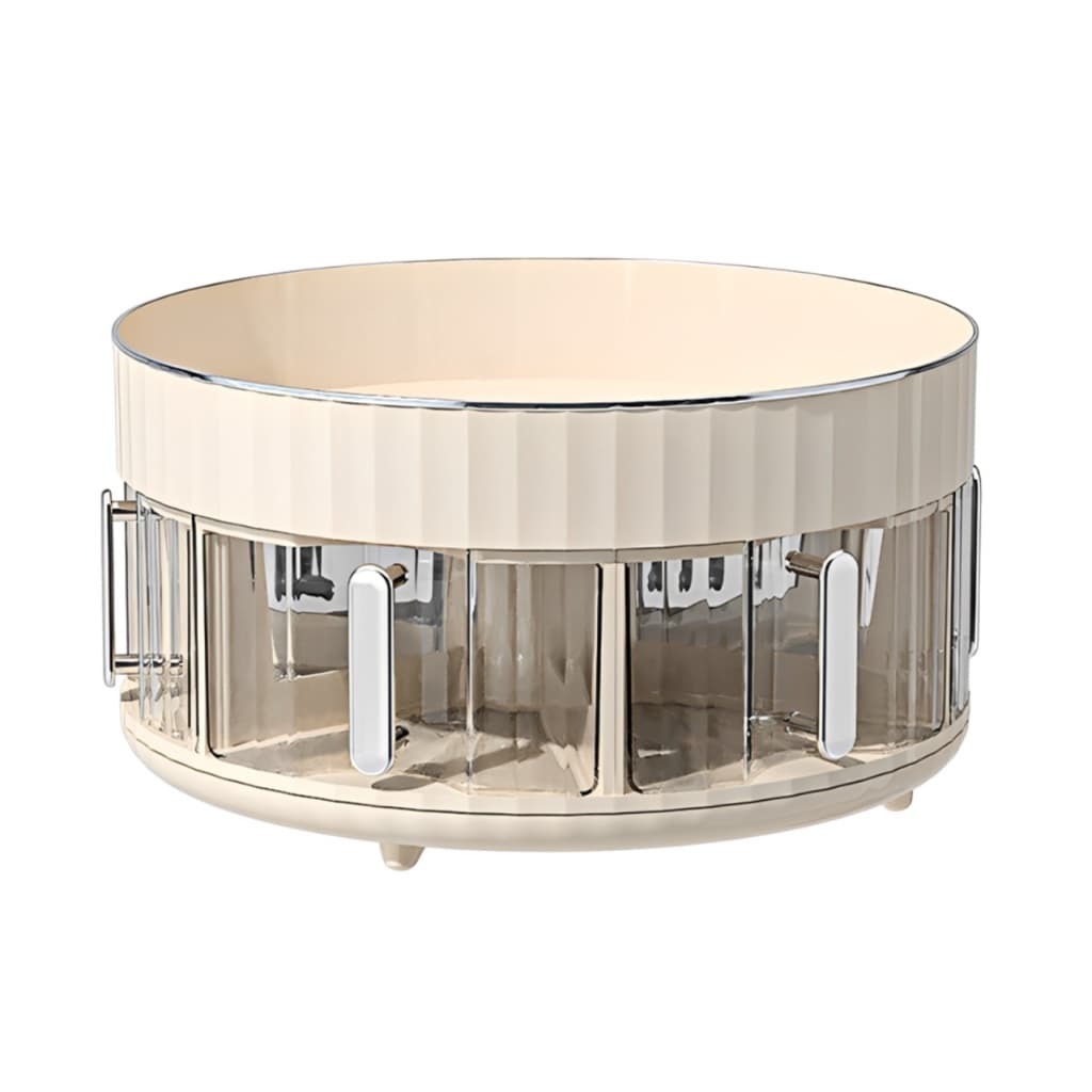 Porta Temperos Giratório 360° Organizador De Cozinha 2 Andares Com 6 Divisórias Transparentes