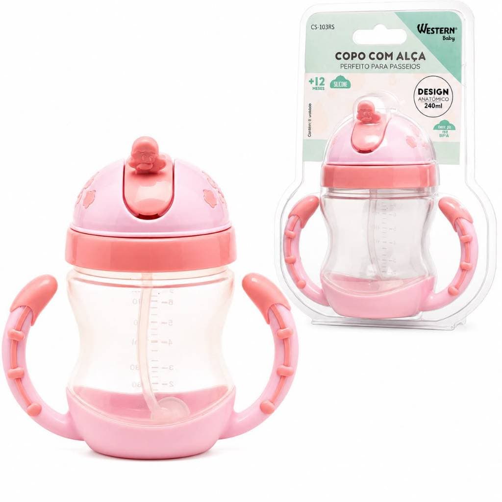 Copo 240ml Transição Antivazamento Bico De Silicone Com Alça livre de BPA +12m copo treinamento bebê