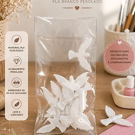 Kit divino Espírito Santo branco perolado enfeite ideal para lembranças de batizado 1° comunhão Crisma nascimento bebê