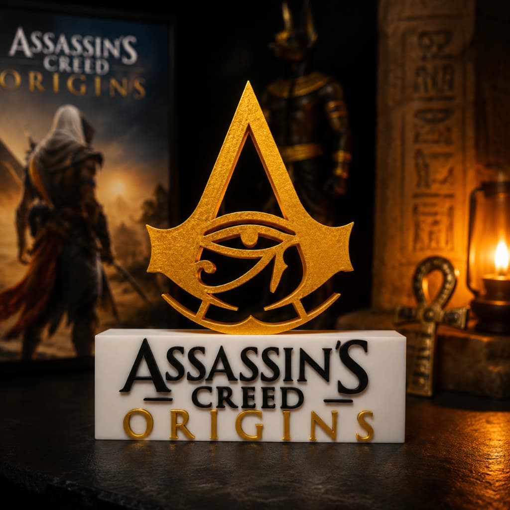 Placa Decorativa Assassins Creed Origins Medalhão Setup Geek Colecionador 🦉🎧