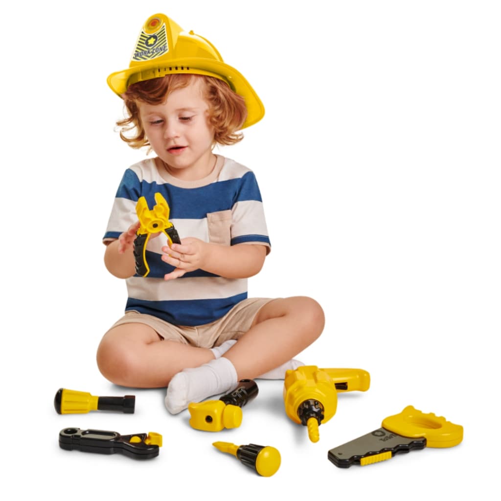 Kit Ferramentas Infantil com Capacete e Furadeira Brinquedo de Menino