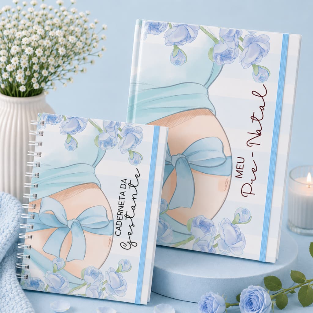 Kit Gestante Caderneta de Vacinação + Pasta Pré-Natal Personalizada Porta Exames, Ultrassom e Documentos