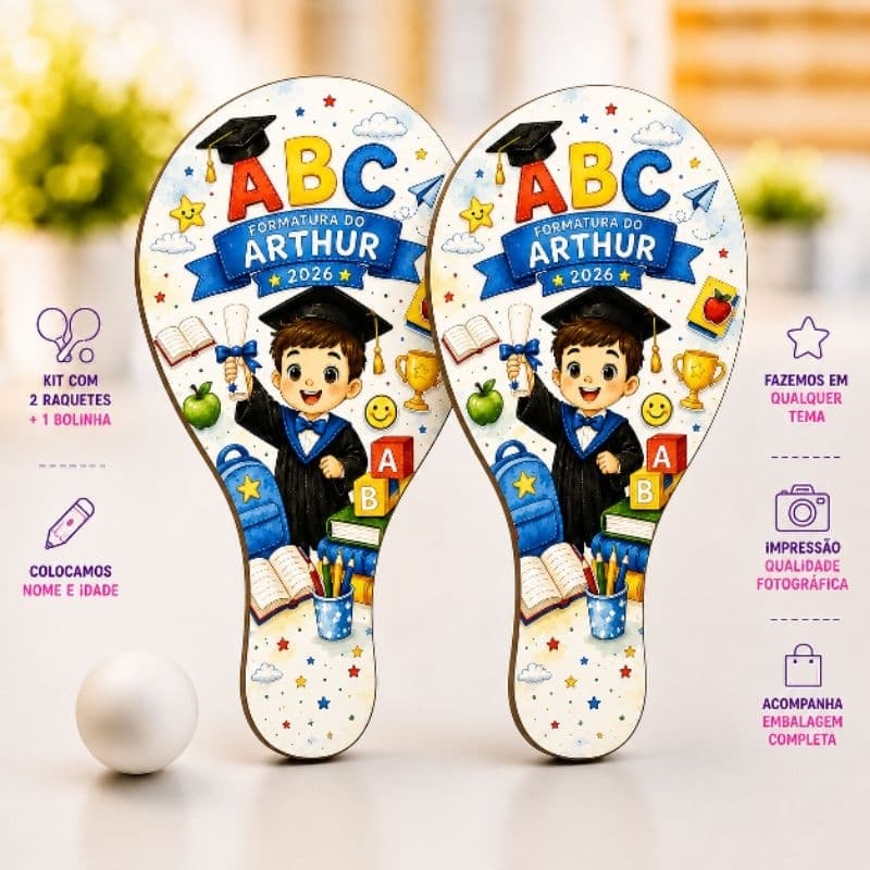 Lembrancinha Formatura ABC Menino Ping Pong Personalizados Festa Infantil Aniversário