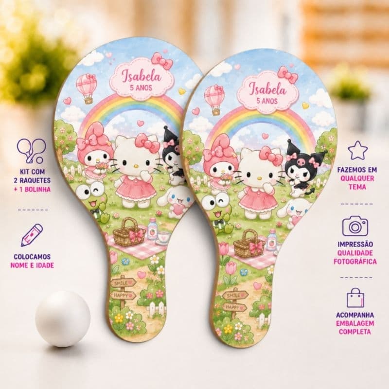 Lembrancinha Hello Kitty e Amigos Ping Pong Personalizados Festa Infantil Aniversário
