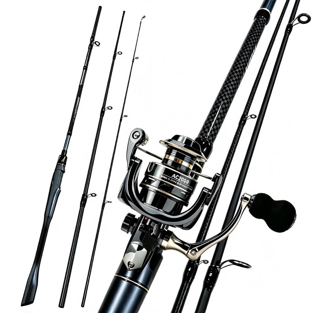Vara de Pesca Carbono para Molinete, Resistente para Pesca Esportiva AC2000 ou Baitcasting Carretilha Mão Direita
