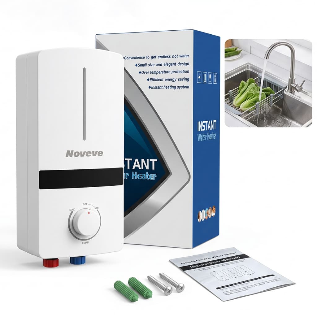Aquecedor Elétrico Instantâneo de Água 220V 5,5kW | LED de Temperatura | Cozinha e Lavatório | IPX4