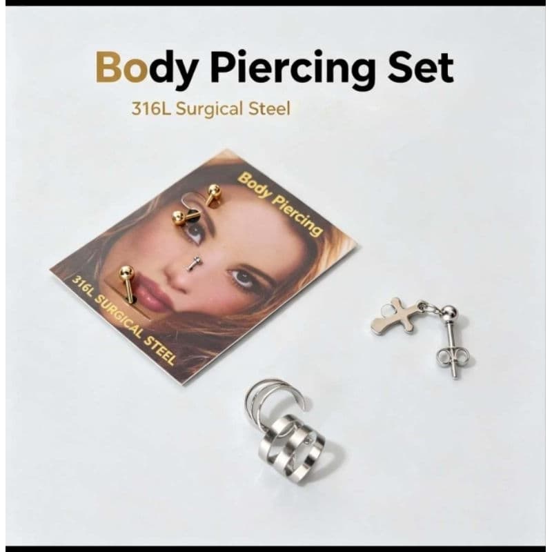 Conjunto com 3 modelos de joias para body piercing