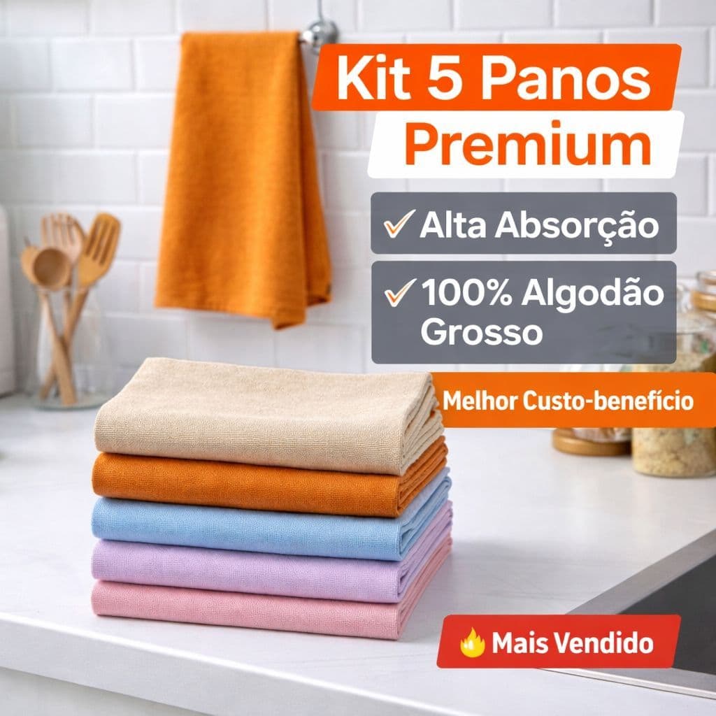 kit com 5 Panos de Prato copa Lomaer cores moderna para decoração e uso diário