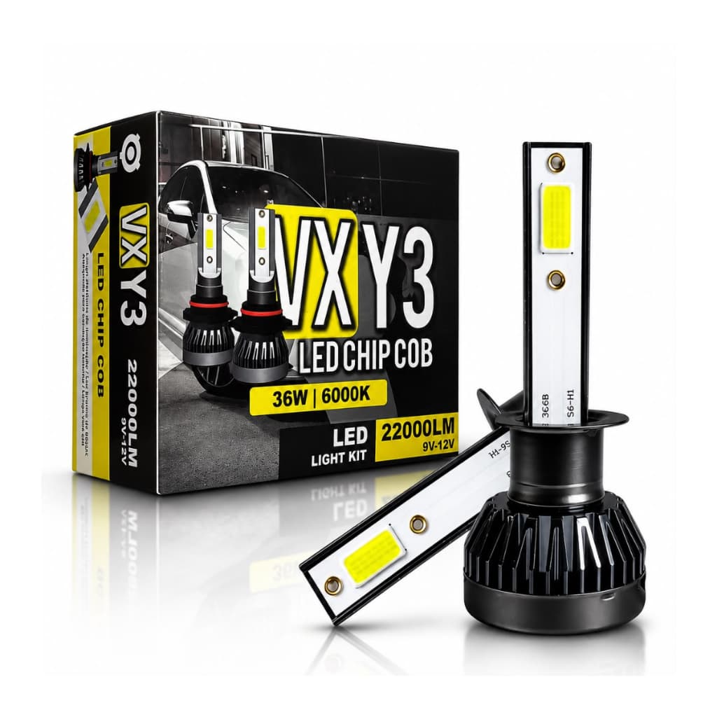 Par Lampada Led 220000 Lumens Ultra Led Y3 36w IP65 H3 H27 HB4 Kit Led Encaixes Y3 Branco Frio