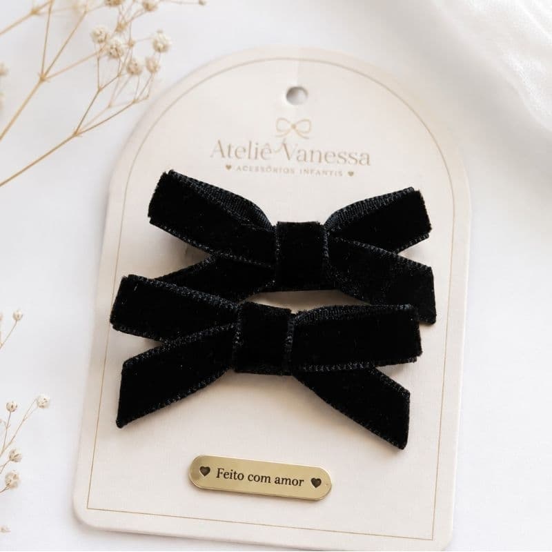 par de laço em veludo para cabelo bebê e crianças, medindo 5,5cm