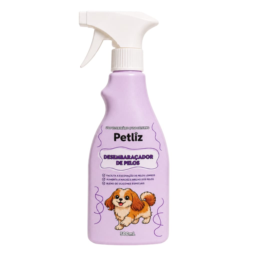 Fluido Spray Desembaraçador de Pelos Para Cães e Gatos Desembola Nós Aumenta Brilho 500ml Petliz