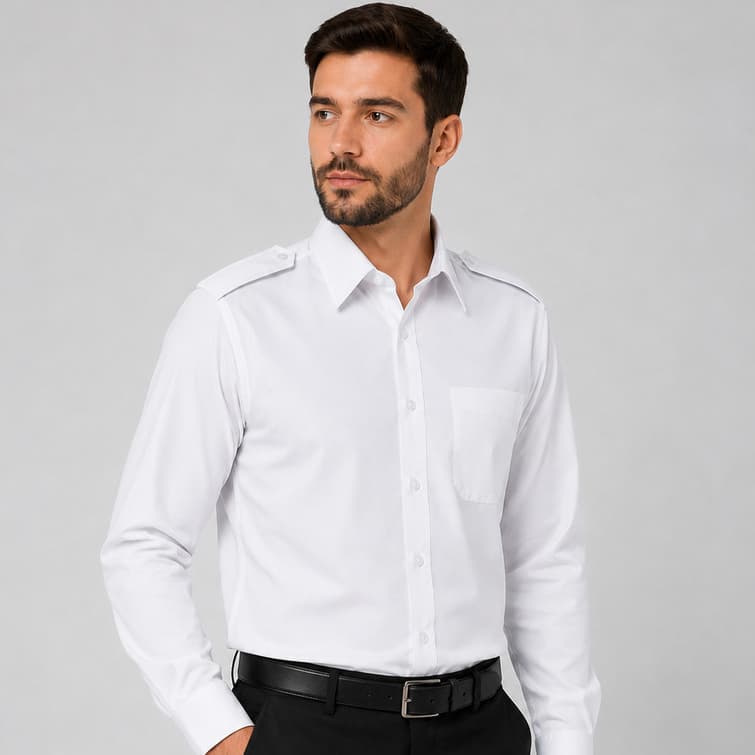 Camisa Social Masculina Motorista Manga Longa com Platina e Bolso