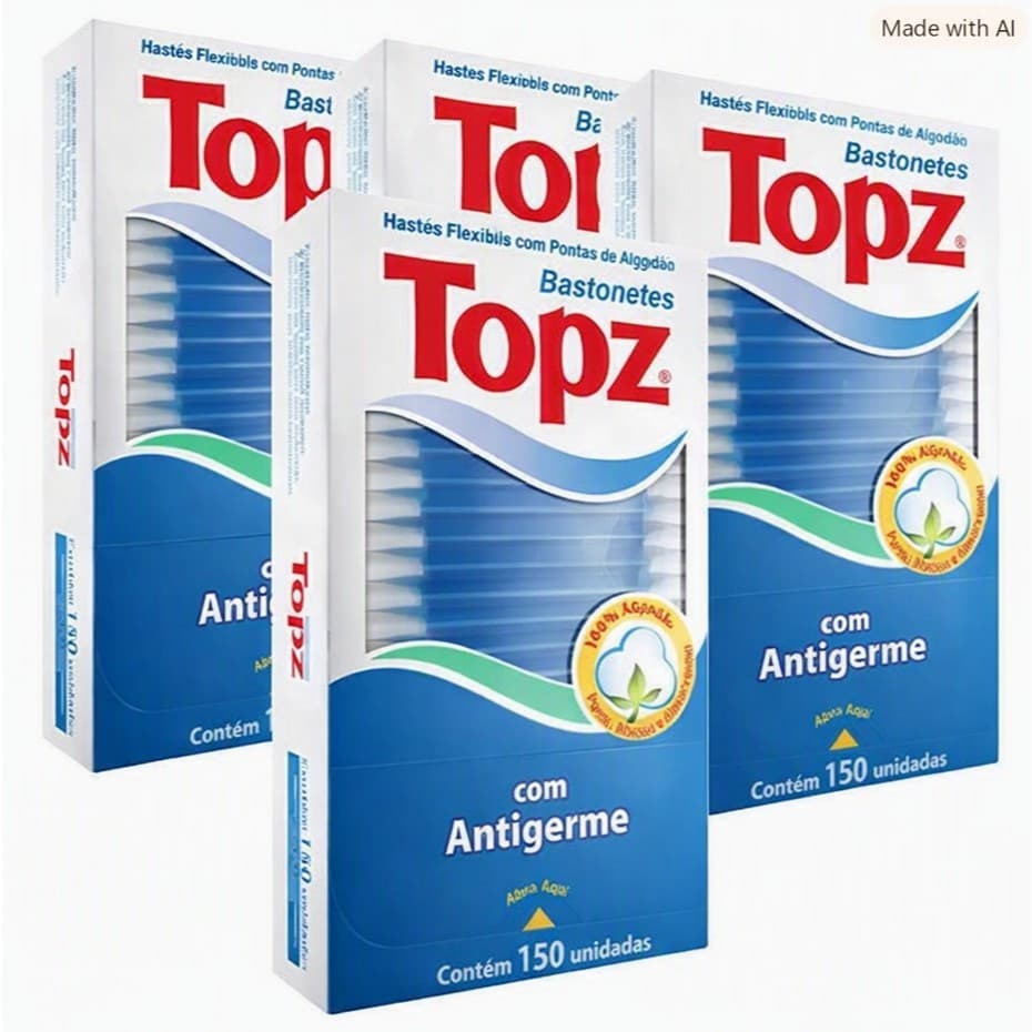Kit com 4 Caixas - Hastes Flexíveis Topz Caixa 150 Unidades